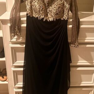 Elegant Black and Gold Embellished Dress